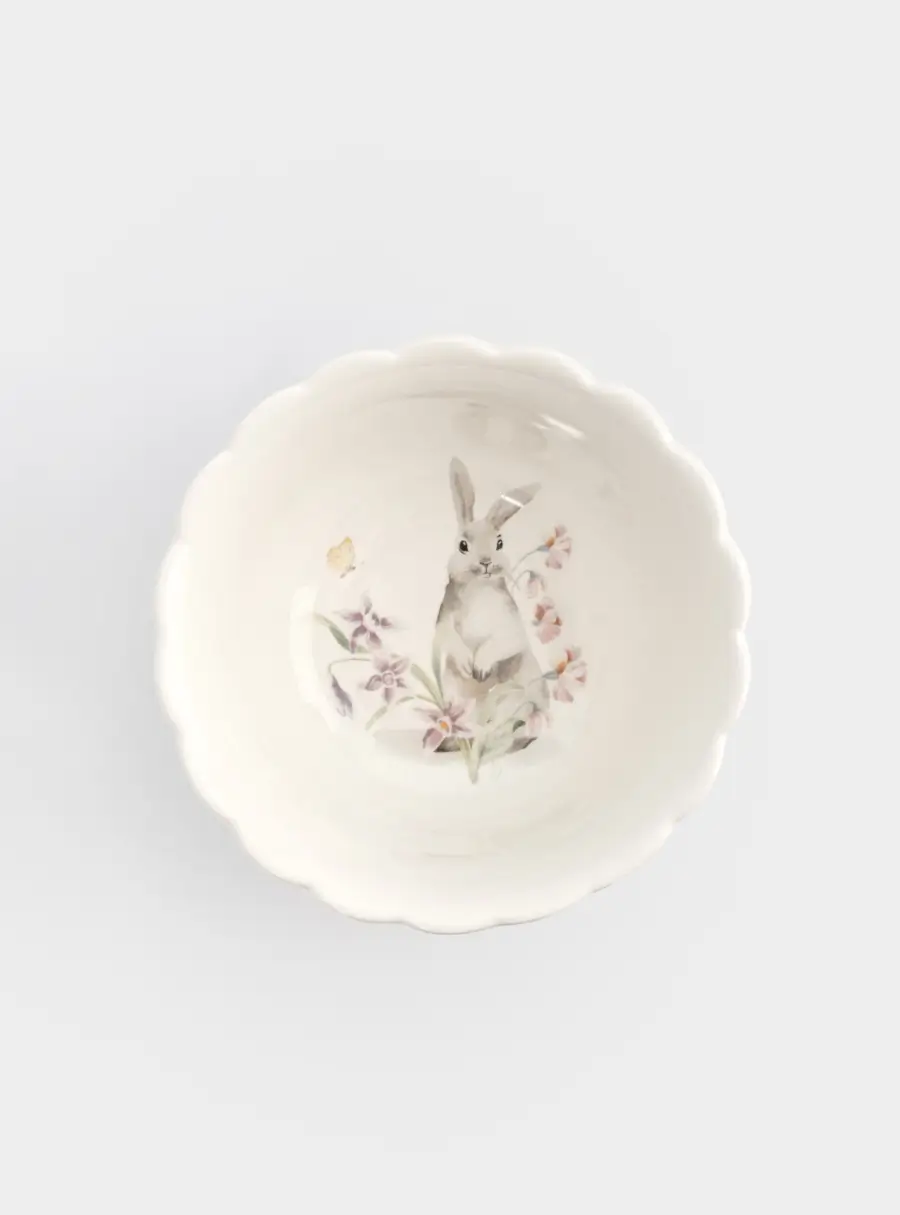 Салатник, 15х7 см, 530 мл, керамика, белый, Кролик с цветами, Flower Rabbit ,image-1