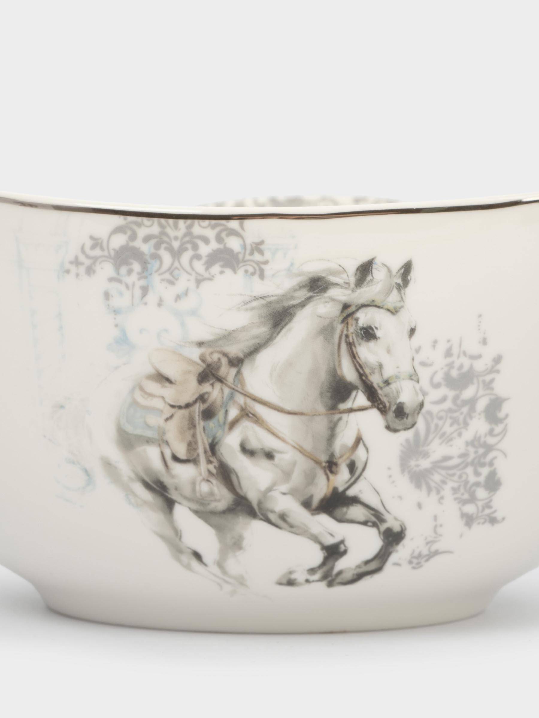 Салатник, 21х11 см, 1,8 л, фарфор N, белый, с серебристым кантом, Конь, White horse, image-5