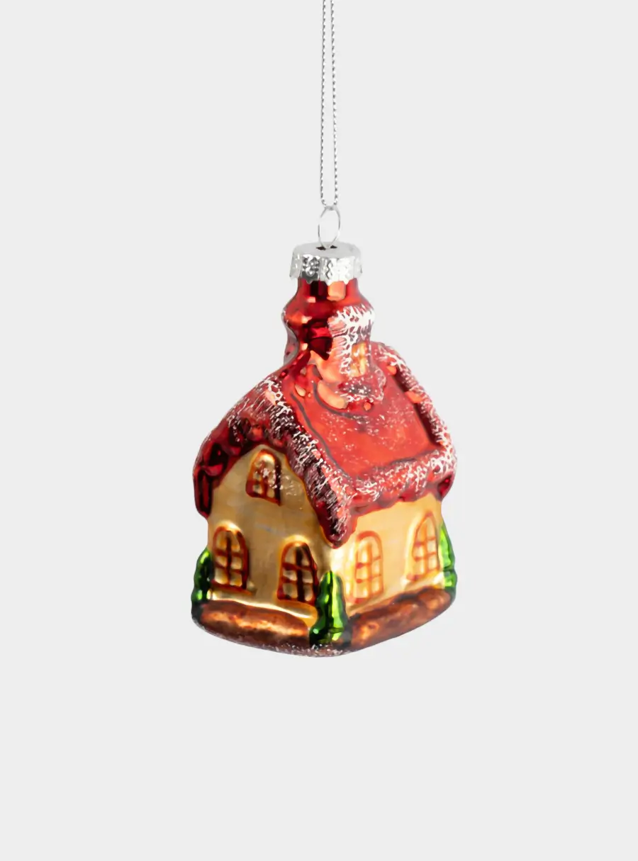 Игрушка елочная, 5х8 см, стекло, Домик, New year ,image-0