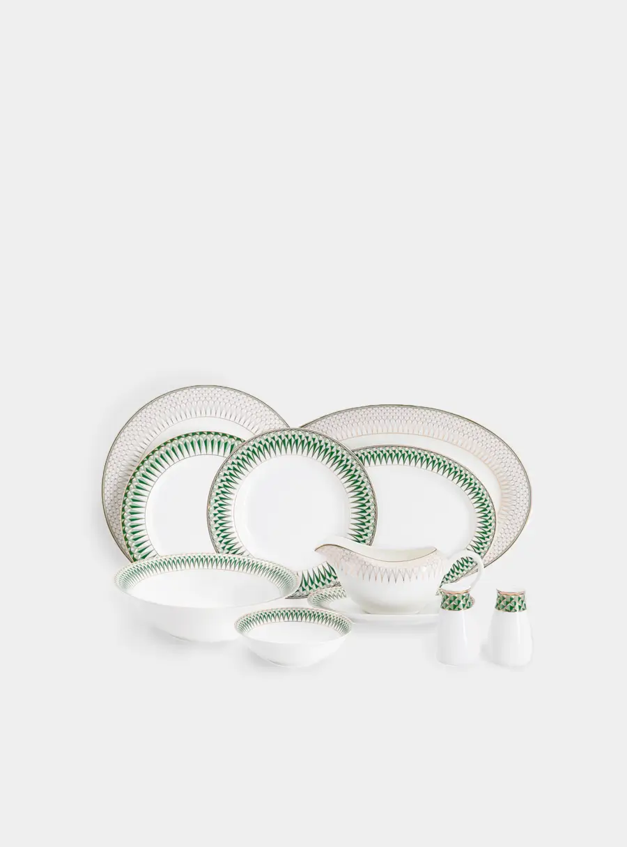 Обеденный сервиз 'Изумруд' 27 предметов на 6 персон (6 обед.тарелок 27см , 6 суп.тарелок 21см , 6 закус.тарелок 21см , 1 салатник 23см , 2 с