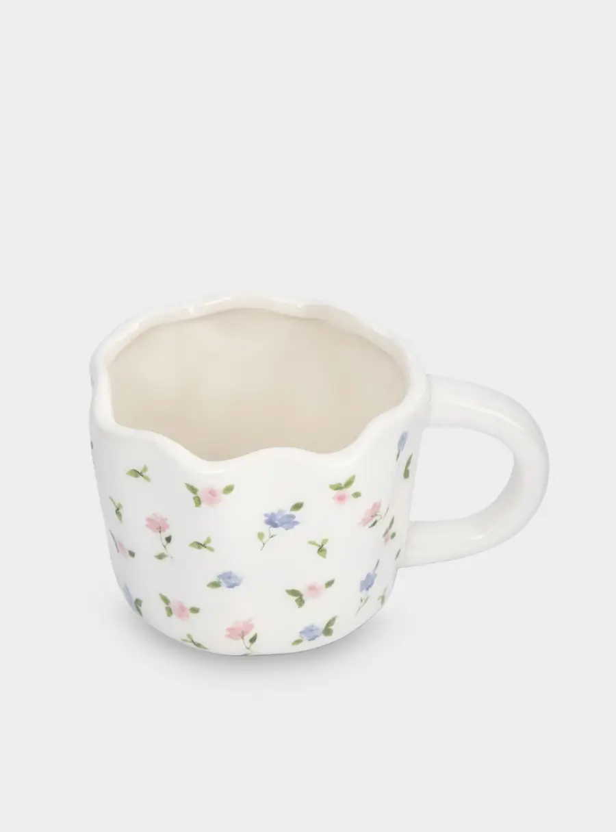 Кружка, 460 мл, керамика, молочная, Нежные цветы, Mint flowers, image-2