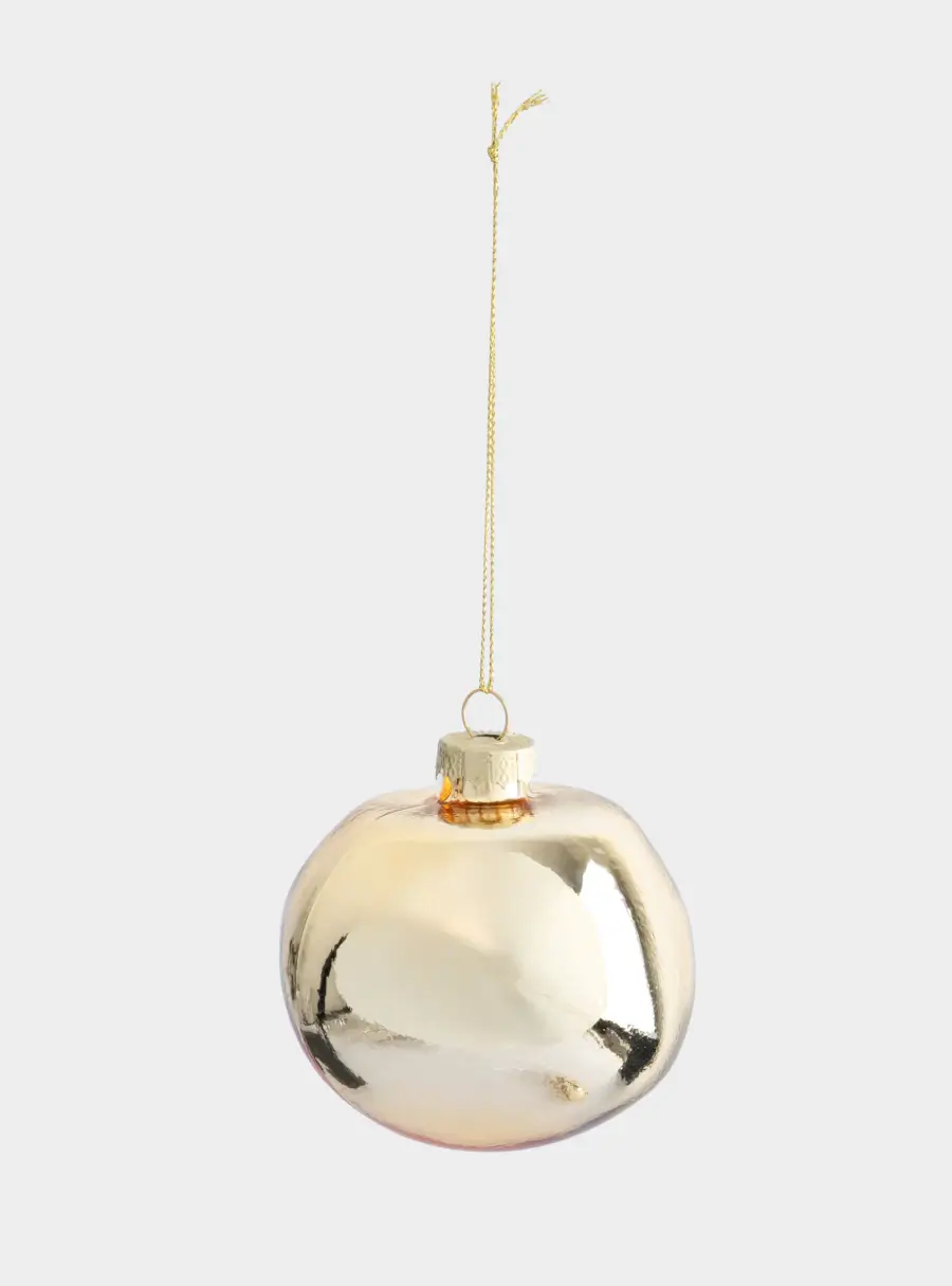 Игрушка елочная, 8 см, 2 шт, стекло, золотистая, Абстрактный шар, New year, image-1