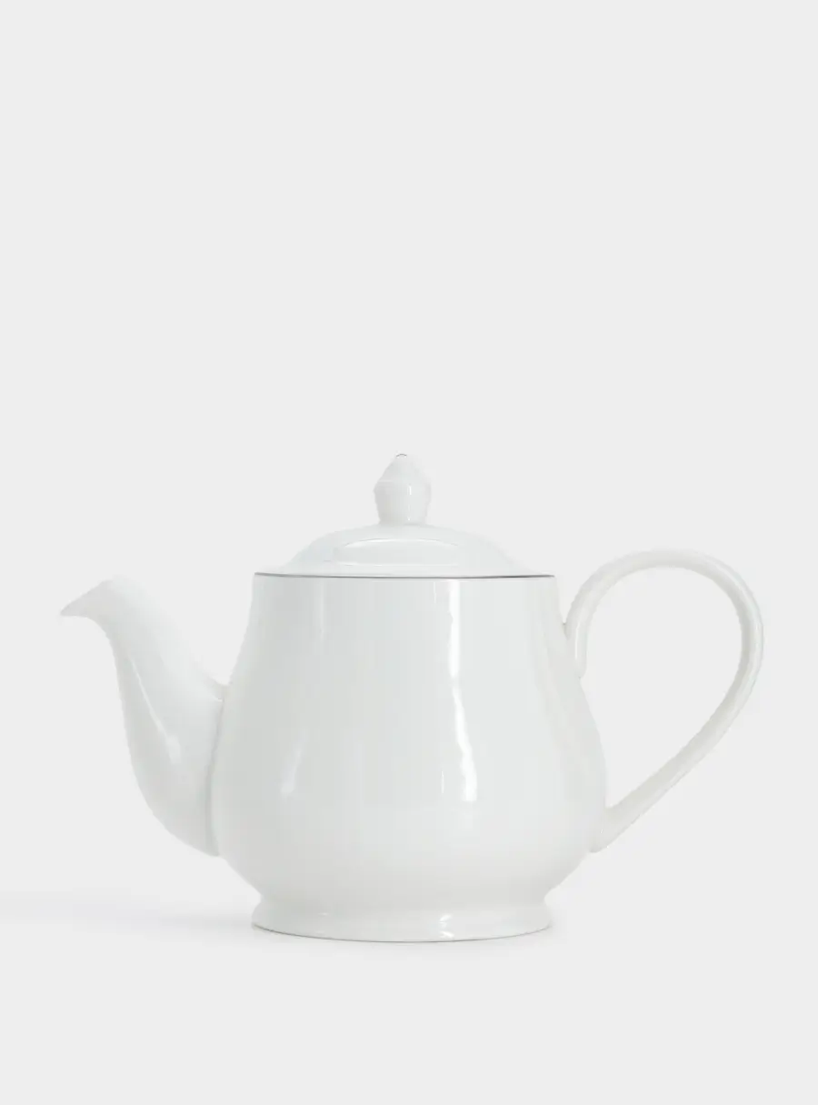 Чайник заварочный, 1 л, фарфор P, белый, с серебристым кантом, White Platinum, image-5