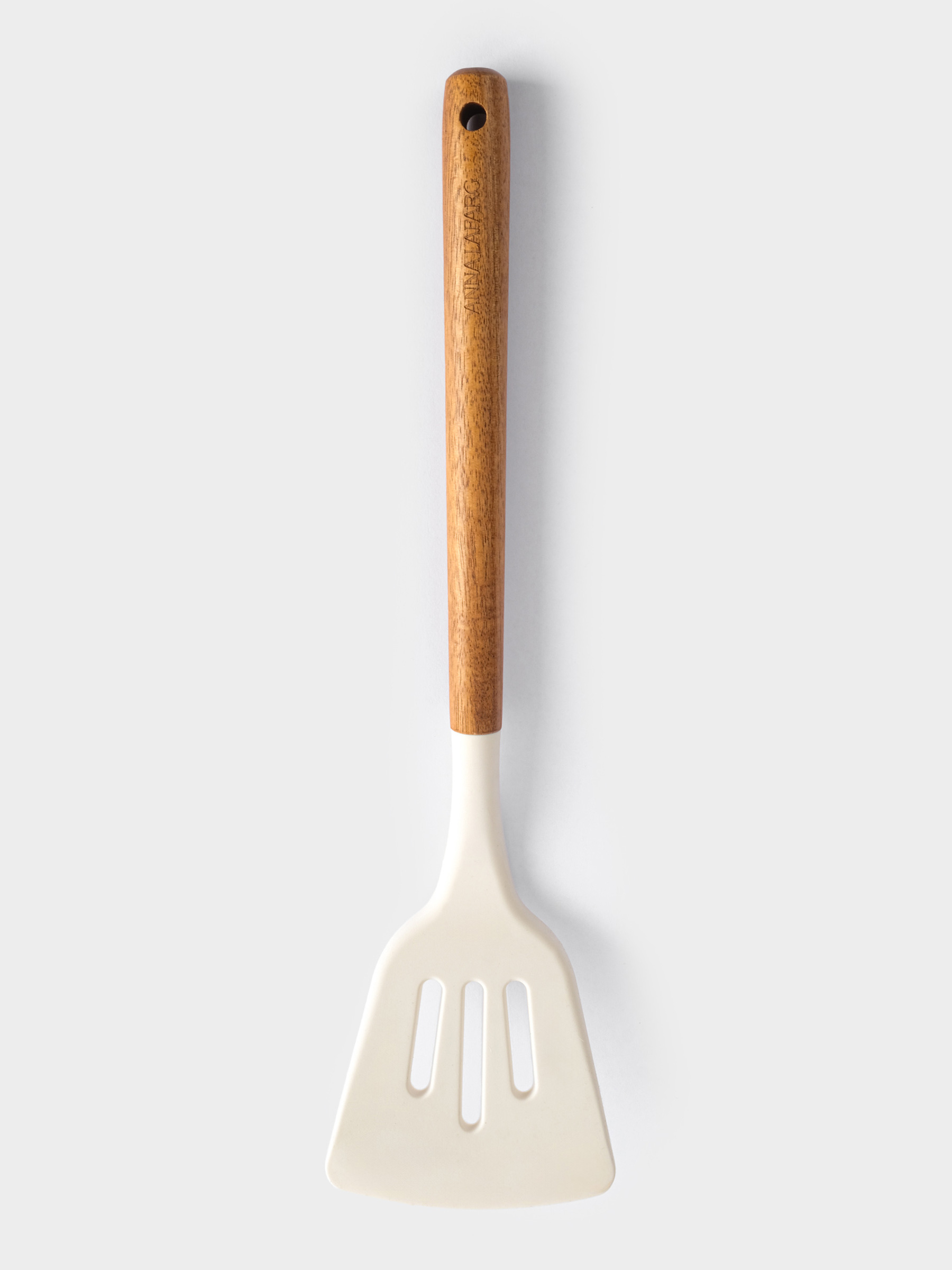 Лопатка с прорезями, 32 см, силикон/дерево, молочный, Wenge, image-0