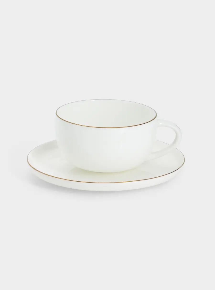 Пара чайная, 1 перс, 2 пр, 300 мл, фарфор F, белая, с золотистым кантом, Cashmere Luxe ,image-0