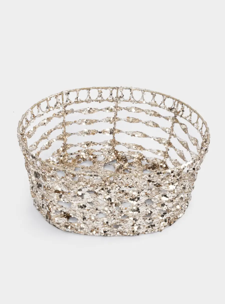 Корзина декоративная, 23х20 см, пластик/металл, овальная, серебристая, Celebration ,image-1