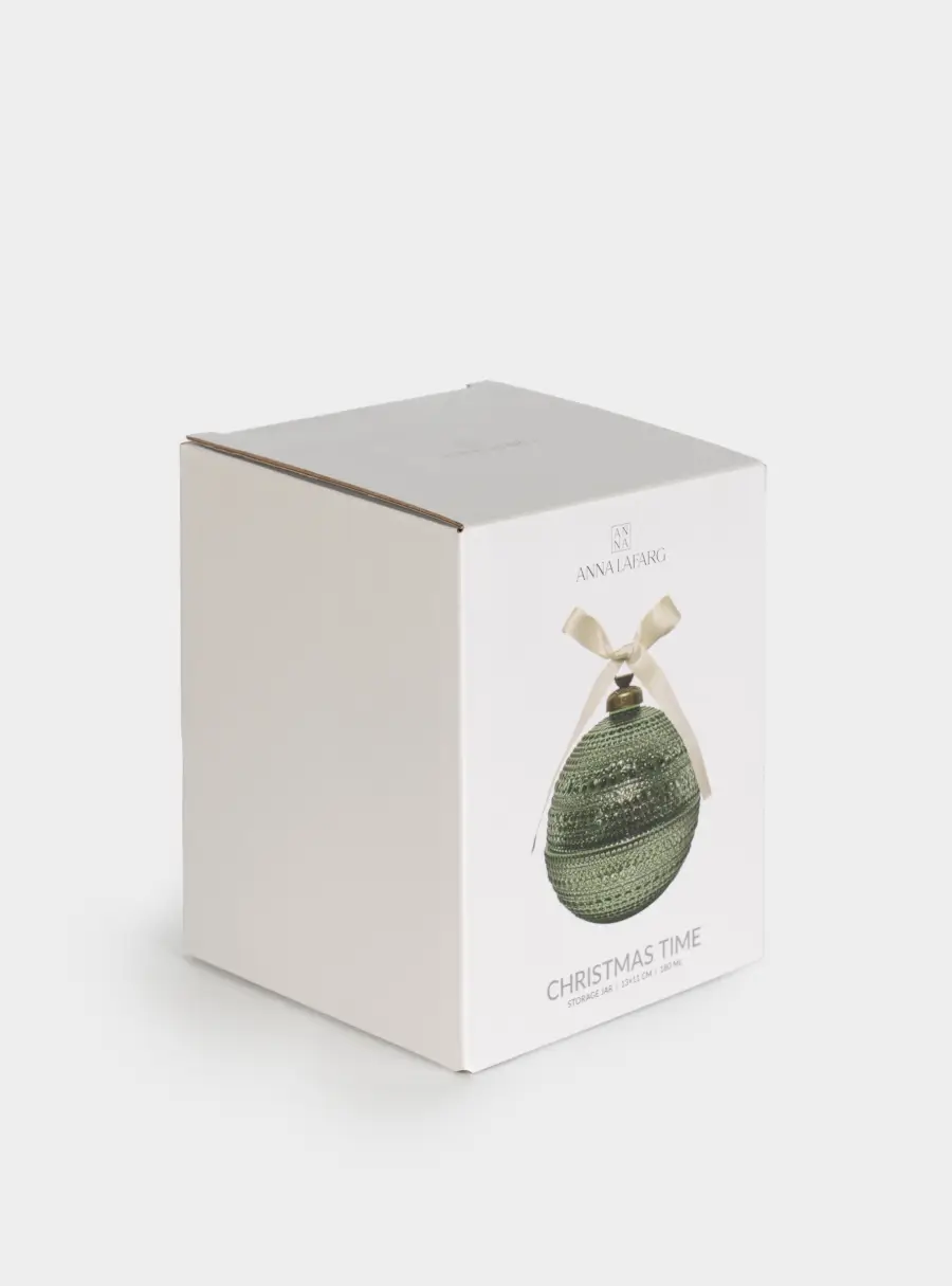 Емкость для хранения, 13х11 см, 180 мл, стекло Р/металл, зеленая, Шар, Сhristmas time ,image-4