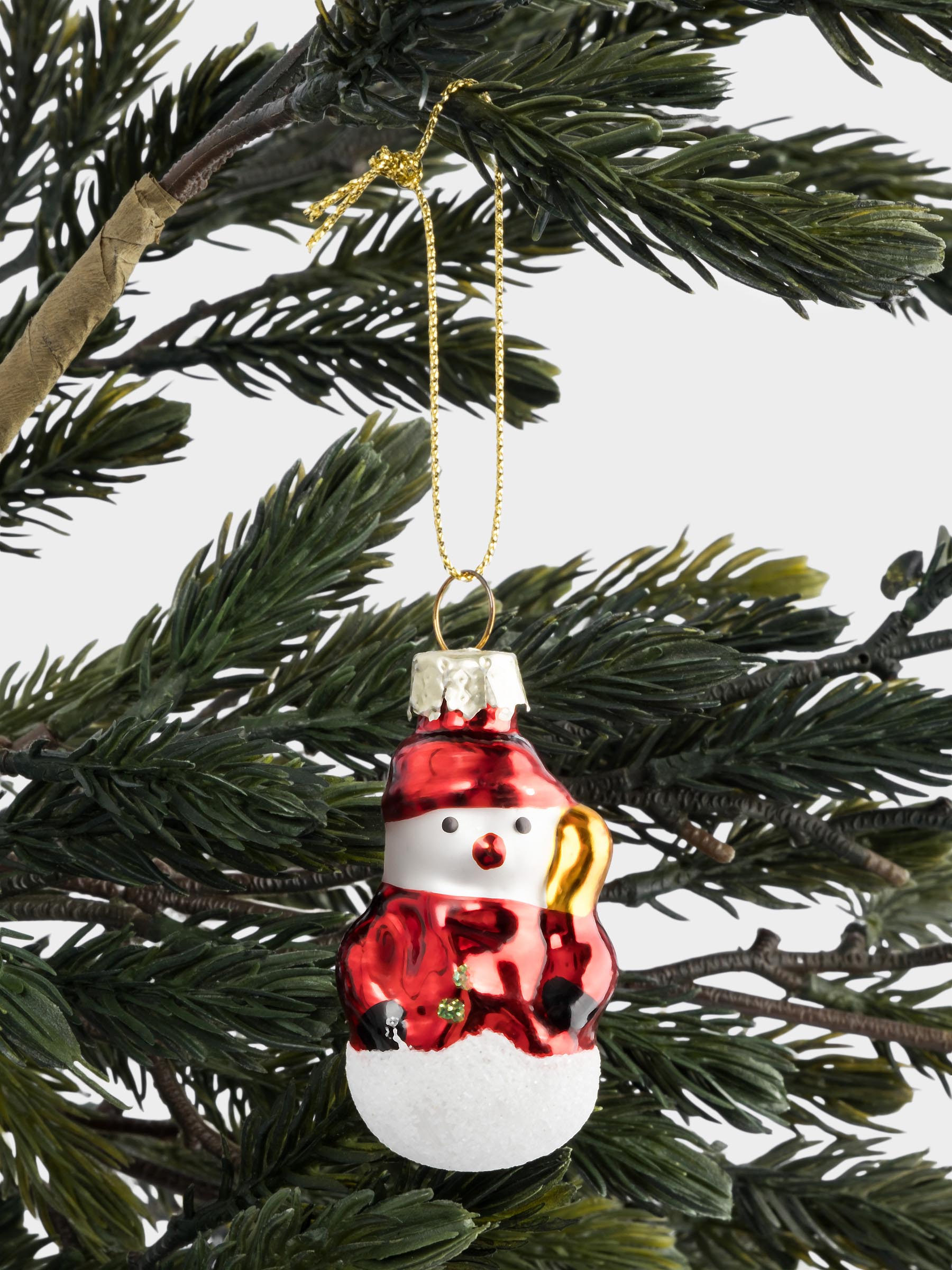 Игрушка елочная, 4 см, стекло, красная, Снеговик, New year, image-3