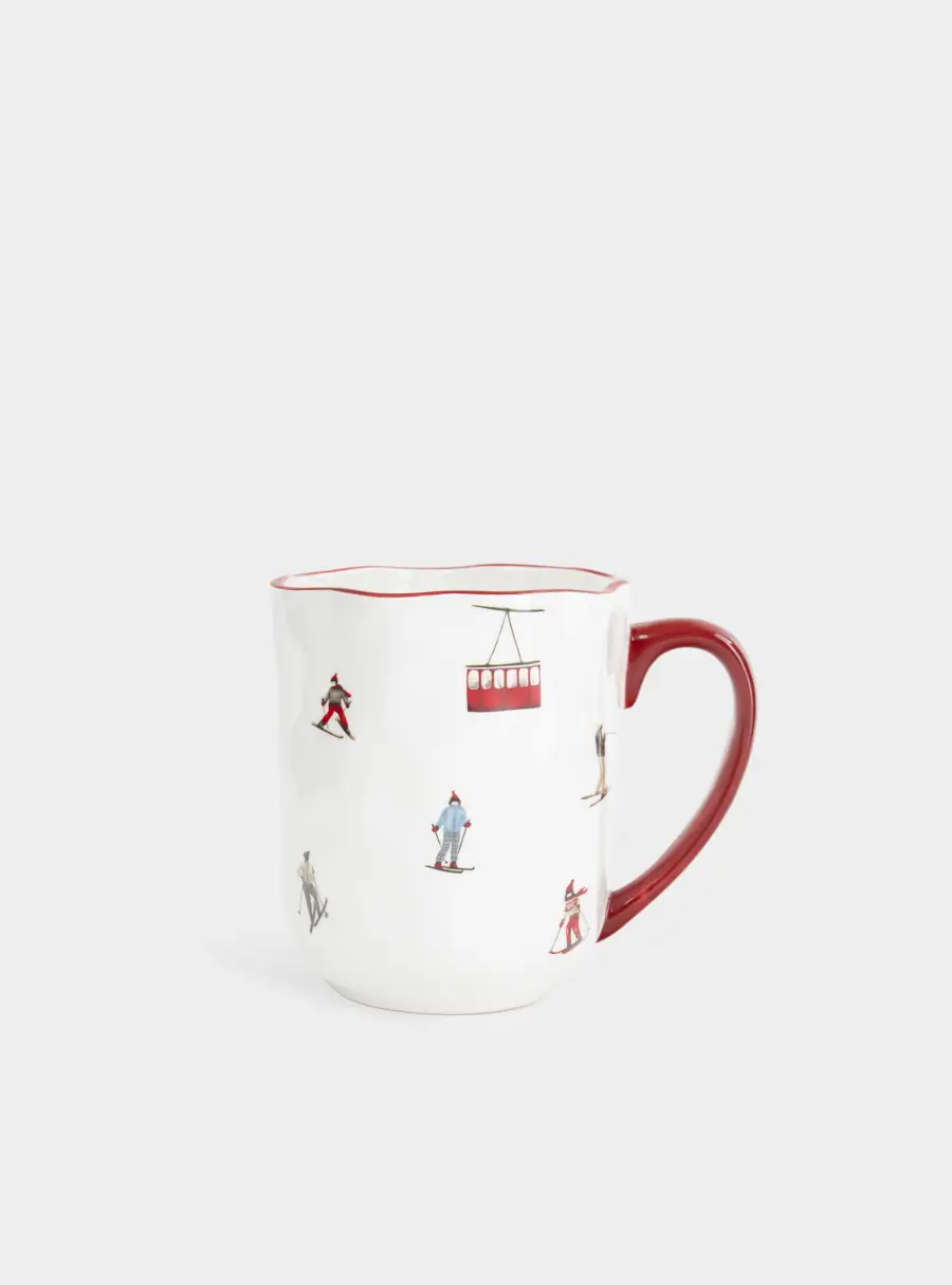 Кружка, 580 мл, керамика D, белая, Лыжники, Skier ,image-0