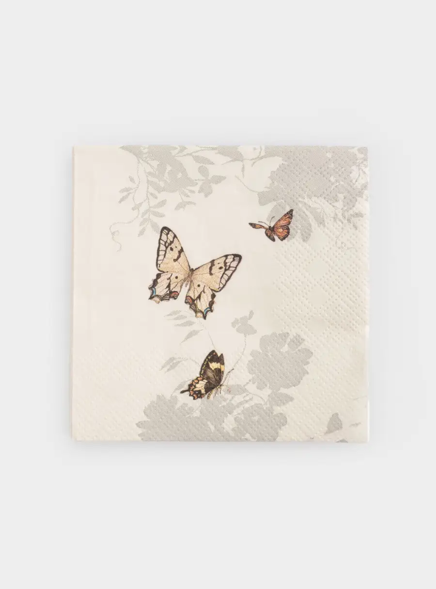 Салфетки бумажные, 21х21 см, 20 шт, квадратные, белые, Бабочки, Butterfly garden ,image-0