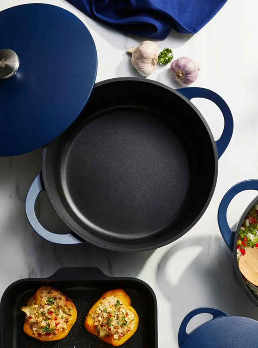 Кастрюля, 28 см, 6.3 л, с крышкой, с покрытием, алюминий, синяя, Agile, image-3