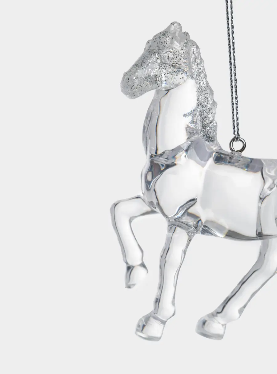 Игрушка елочная, 9 см, акрил, серебристая, Лошадь, Horse ,image-1