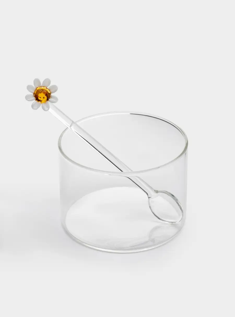 Сахарница, 9 см, 300 мл, с ложкой, стекло Б, Пчелка и маргаритка, Monterey ,image-1