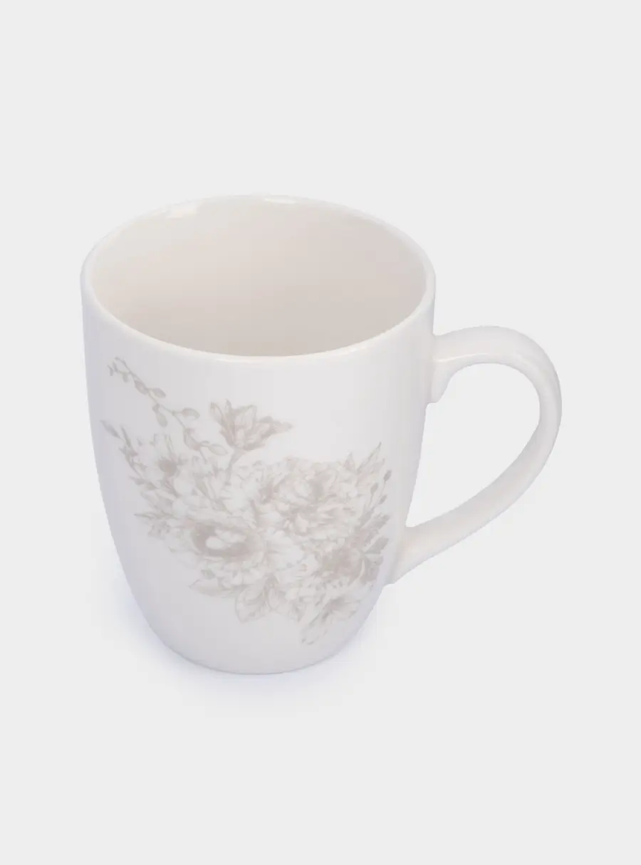 Кружка, 390 мл, 2 шт, фарфор P, белая, Бежевые цветы, Lorenzo, image-5