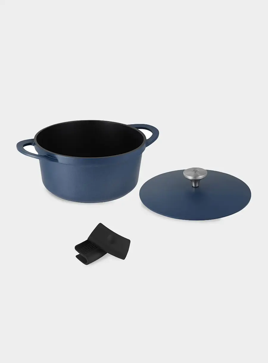 Кастрюля, 24 см, 4.2 л, с крышкой, с покрытием, алюминий, синяя, Agile ,image-2