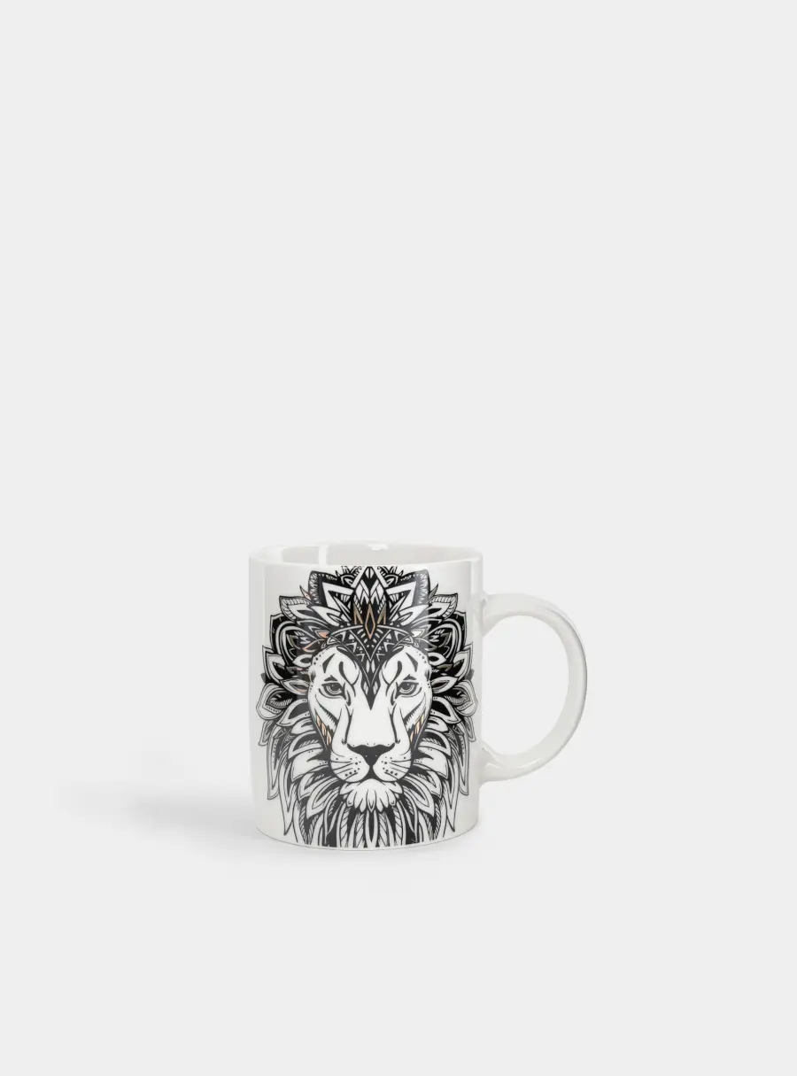 Кружка, 350 мл, фарфор N, бело-золотистая, Лев, Wild ,image-0