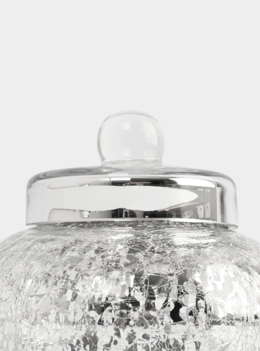 Конфетница, 16х15 см, с крышкой, стекло, серебристая, Кракелюр, Craquelure ,image-4