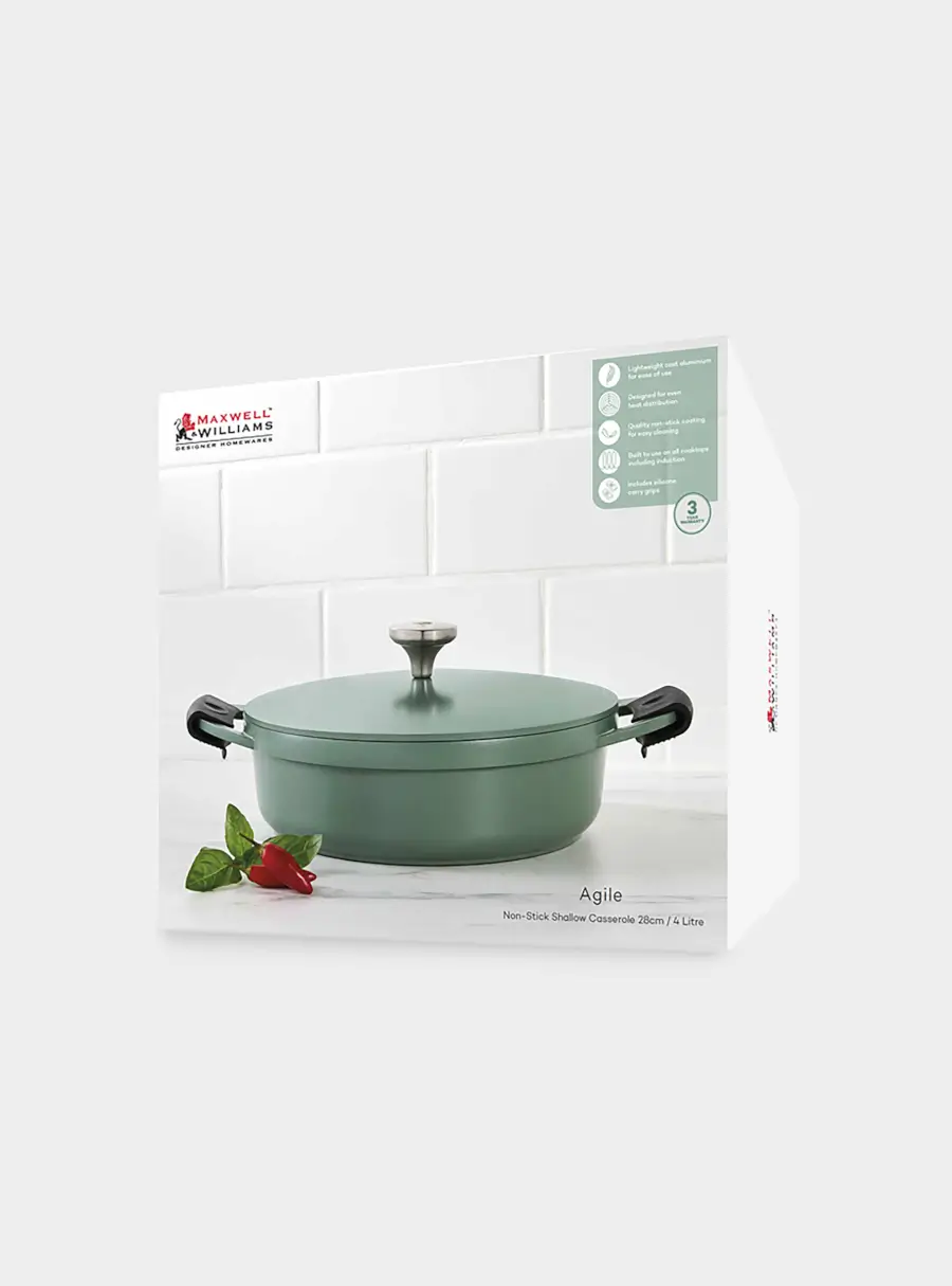 Сотейник, 28 см, 4.0 л, с крышкой, с покрытием, алюминий, зелёный, Agile, image-4