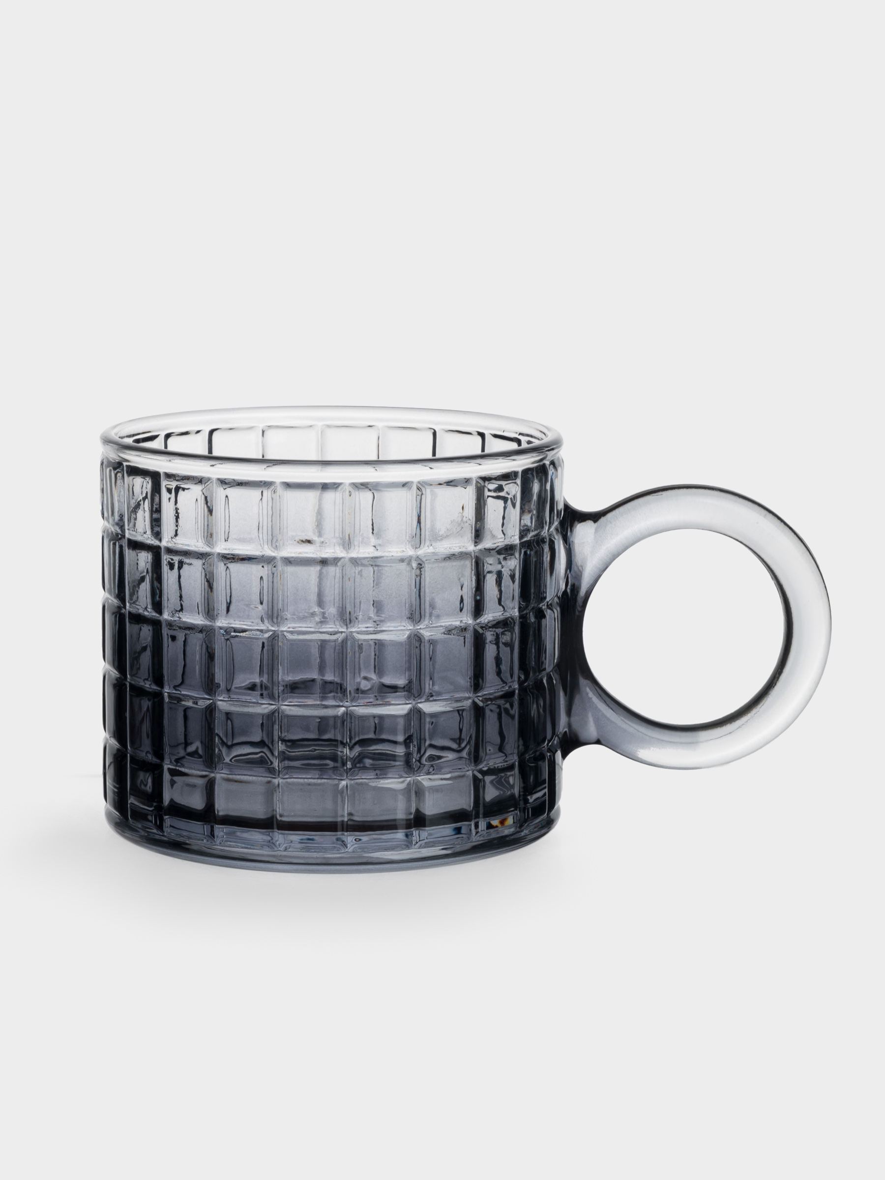 Кружка, 300 мл, стекло Р, серая, Квадраты, image-0