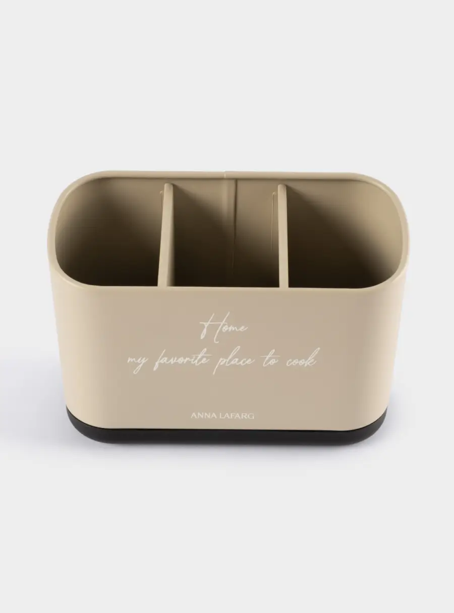 Подставка для кухонных принадлежностей, 19х13 см, 3 отд, металл/пластик, бежевая, Retro ,image-1