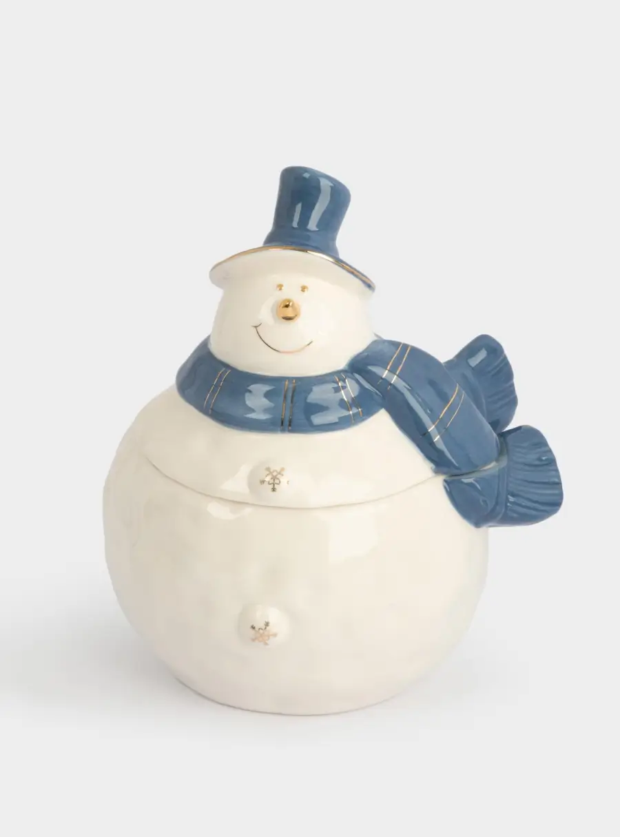 Емкость для хранения, 19 см, фарфор P, бело-голубая, Снеговик, Snowfall ,image-4