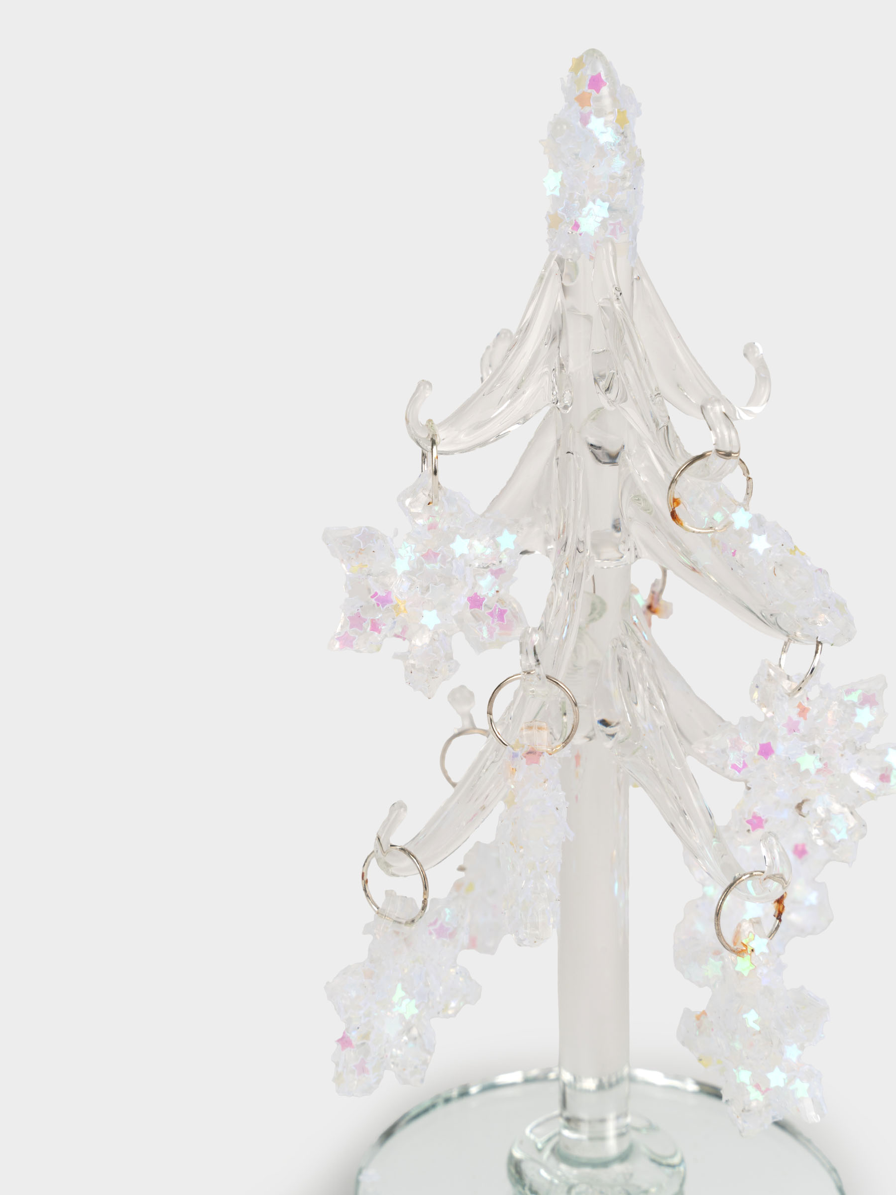 Статуэтка, 15 см, с подвесками, стекло, серебристая, Ель со снежинками, Event, image-2