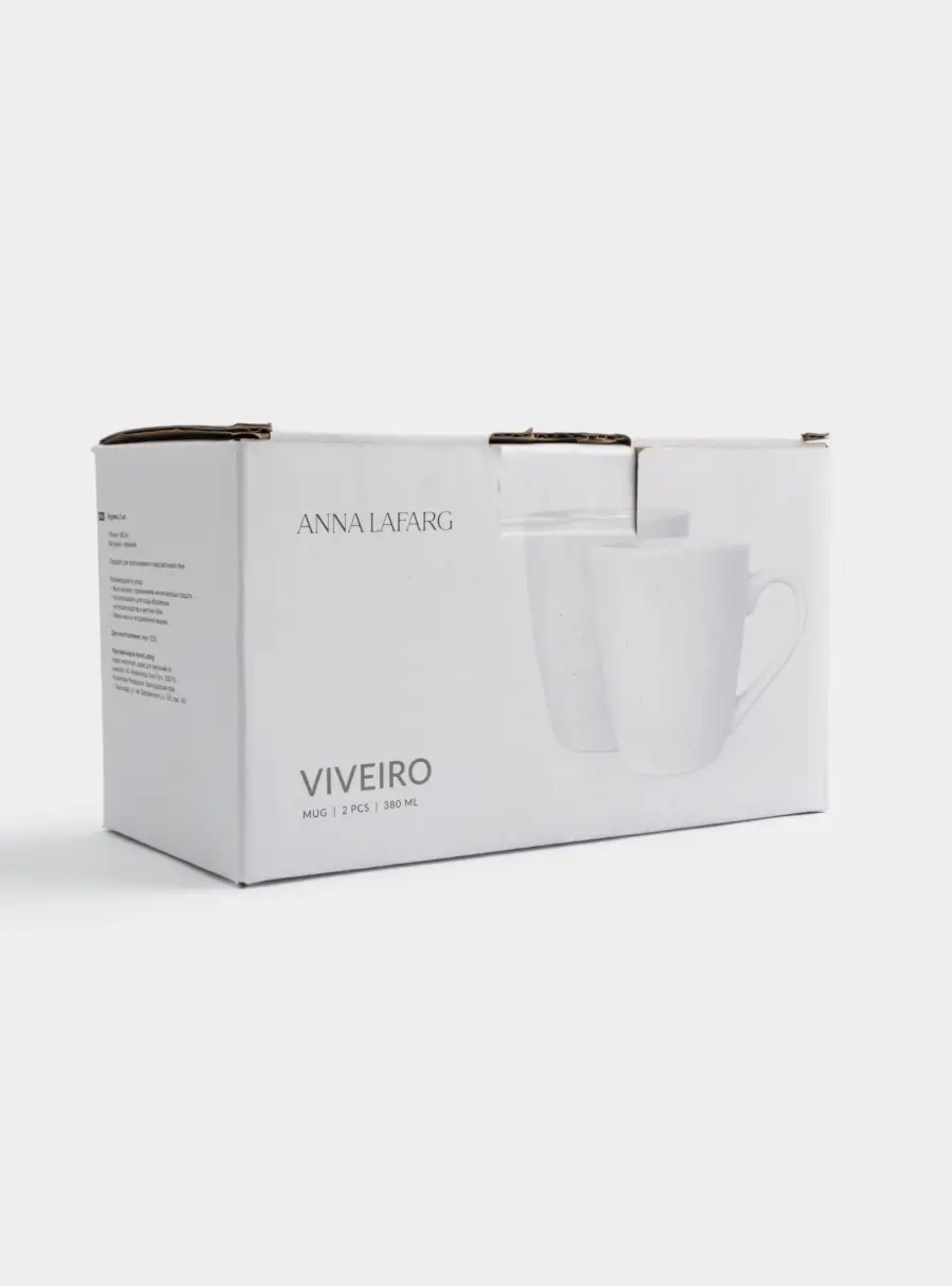 Кружка, 350 мл, 2 шт, керамика, молочная, в крапинку, Viveiro, image-4