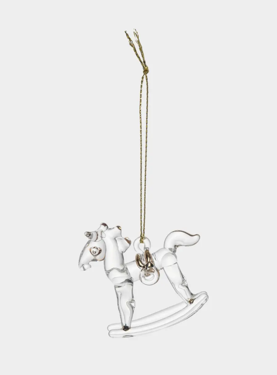 Игрушка елочная, 5 см, стекло, золотистая, Лошадка-качалка, Event ,image-1