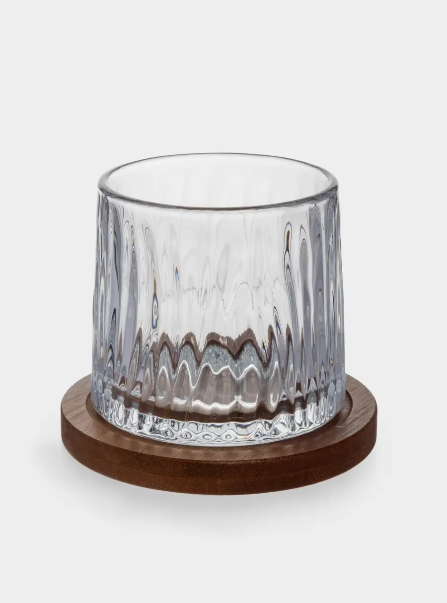 Стакан для виски, 10 см, 280 мл, на подставке, стекло Р/бамбук, Lyric ,image-1