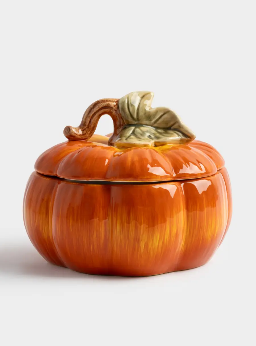 Емкость для хранения, 19x15 см, 1,3 л, керамика, оранжево-зеленая, Тыква, Bright pumpkin ,image-0