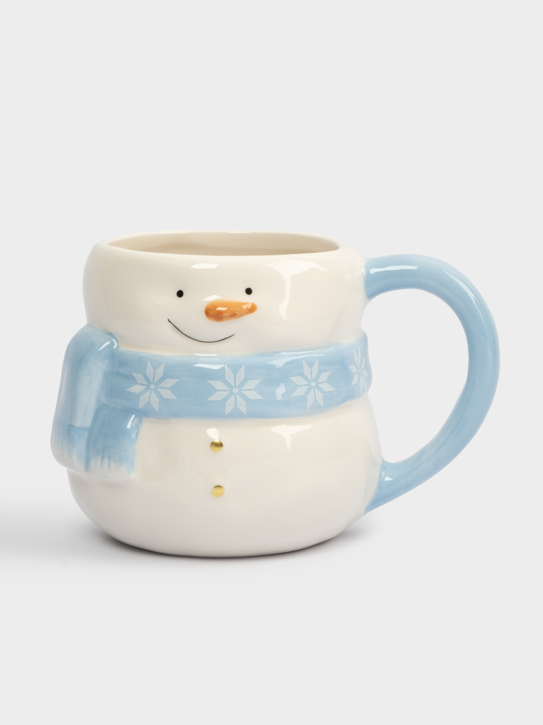 Кружка, 450 мл, керамика, бело-голубая, Снеговик в шарфе, Snowman, image-0