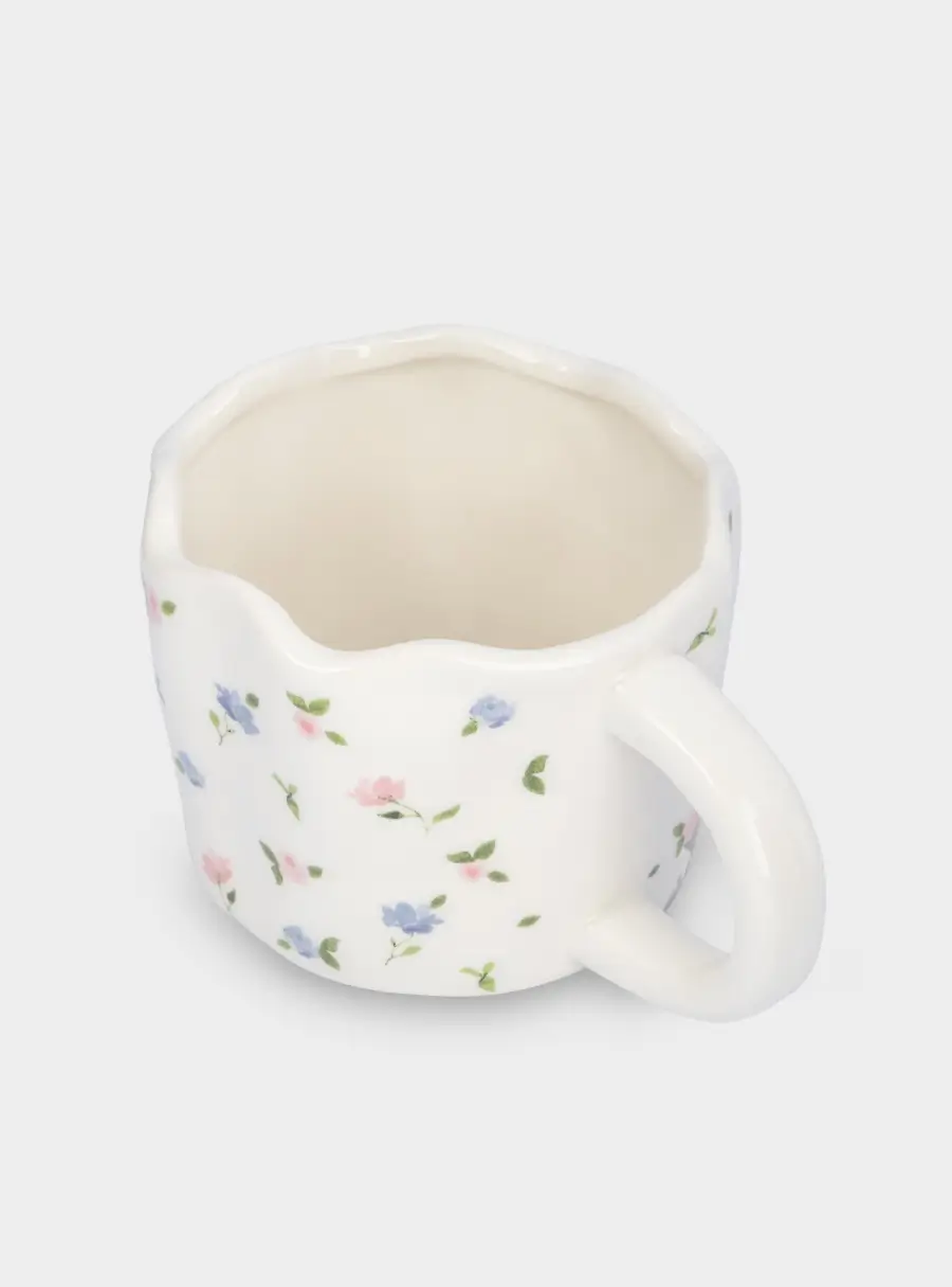Кружка, 460 мл, керамика, молочная, Нежные цветы, Mint flowers, image-3