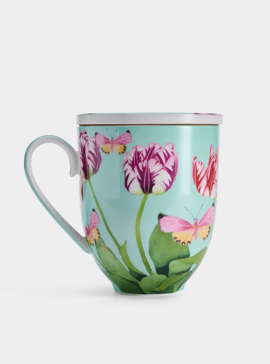 Кружка, 400 мл, с подставкой, Тюльпаны ,image-1