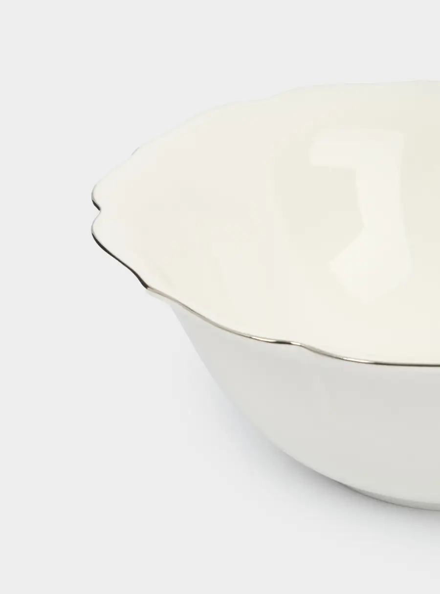 Салатник, 25х10 см, 2 л, фарфор F, белый, с серебристым кантом, Dynasty, image-4