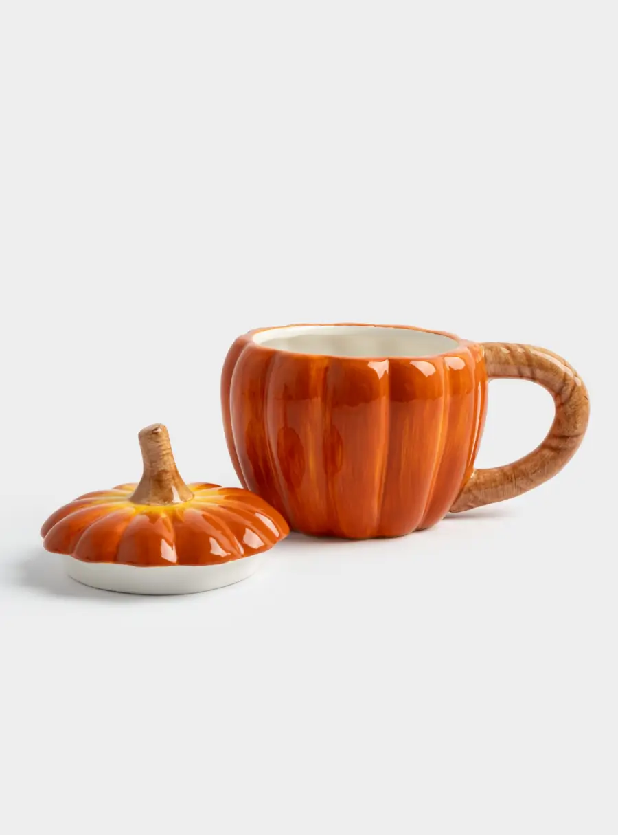 Кружка, 450 мл, с крышкой, керамика D, оранжевая, Тыква, Bright pumpkin, image-4