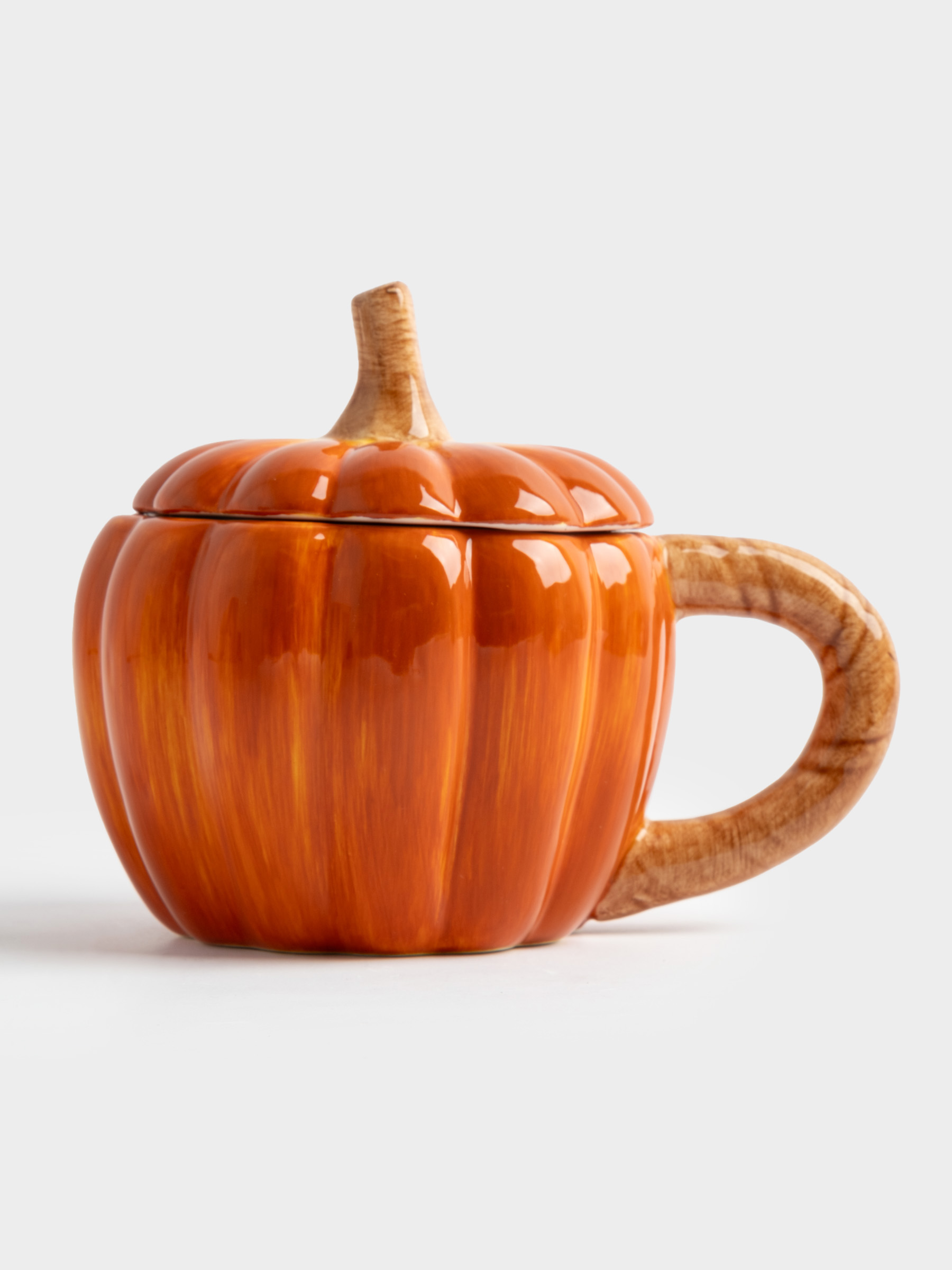 Кружка, 450 мл, с крышкой, керамика, оранжевая, Тыква, Bright pumpkin, image-2
