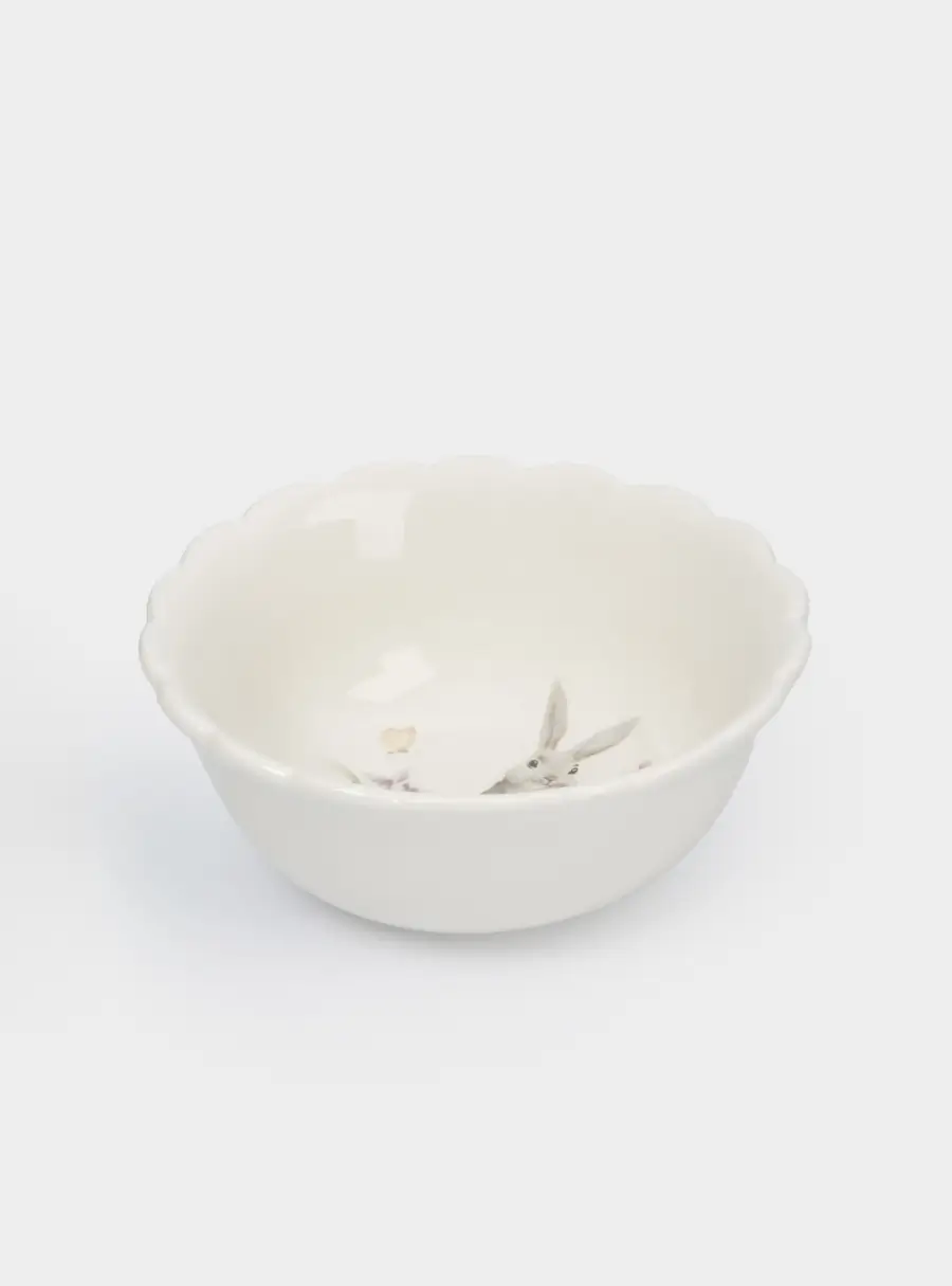 Салатник, 15х7 см, 530 мл, керамика, белый, Кролик с цветами, Flower Rabbit ,image-2