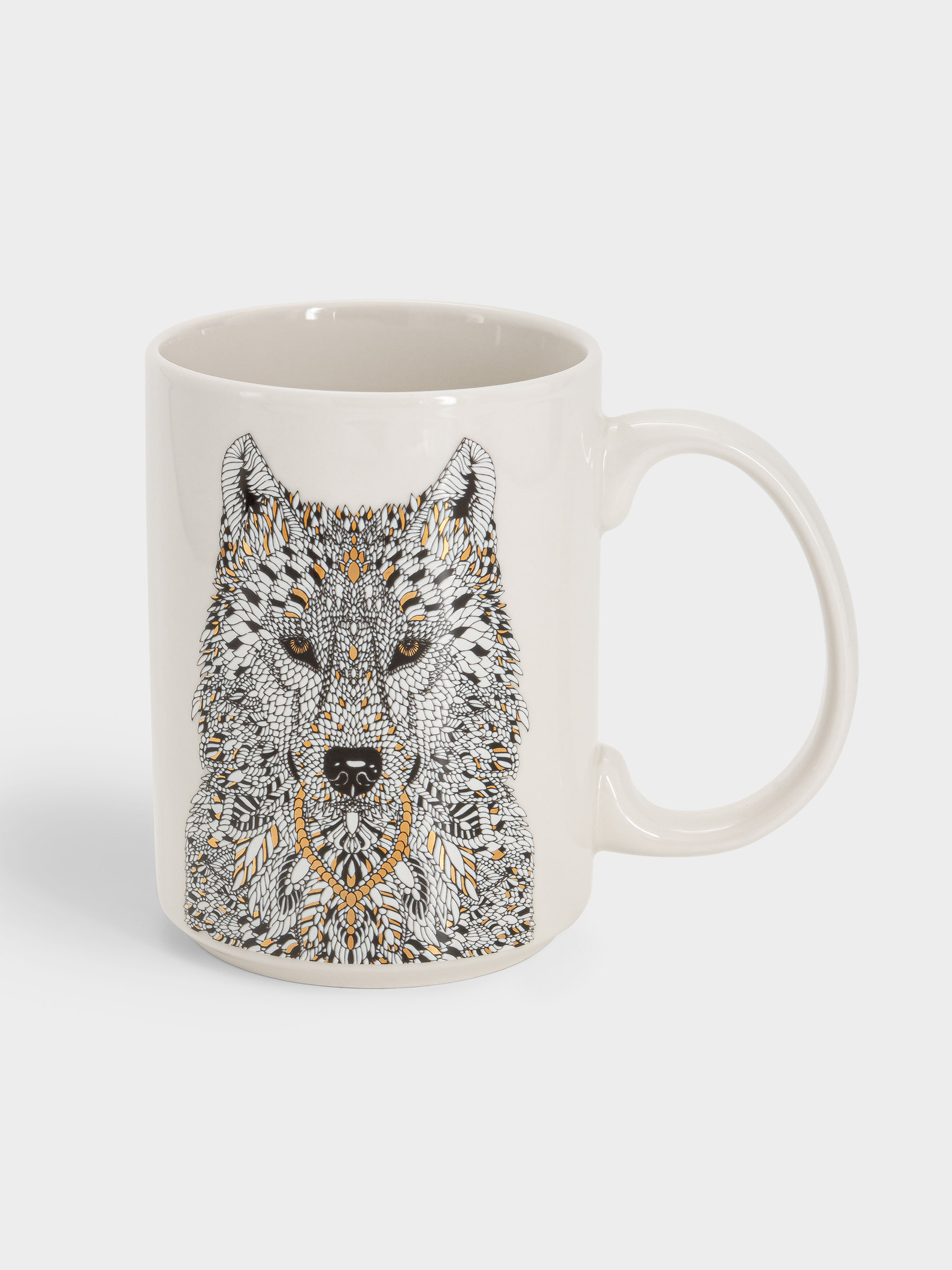 Кружка, 500 мл, фарфор N, белая, Волк, Wild, image-0
