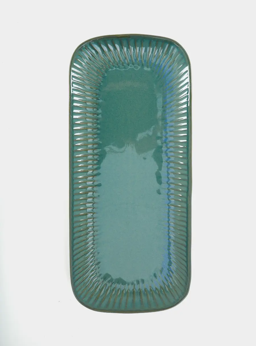 Блюдо, 36x16 см, прямоугольное, зелёное, Gallery ,image-1