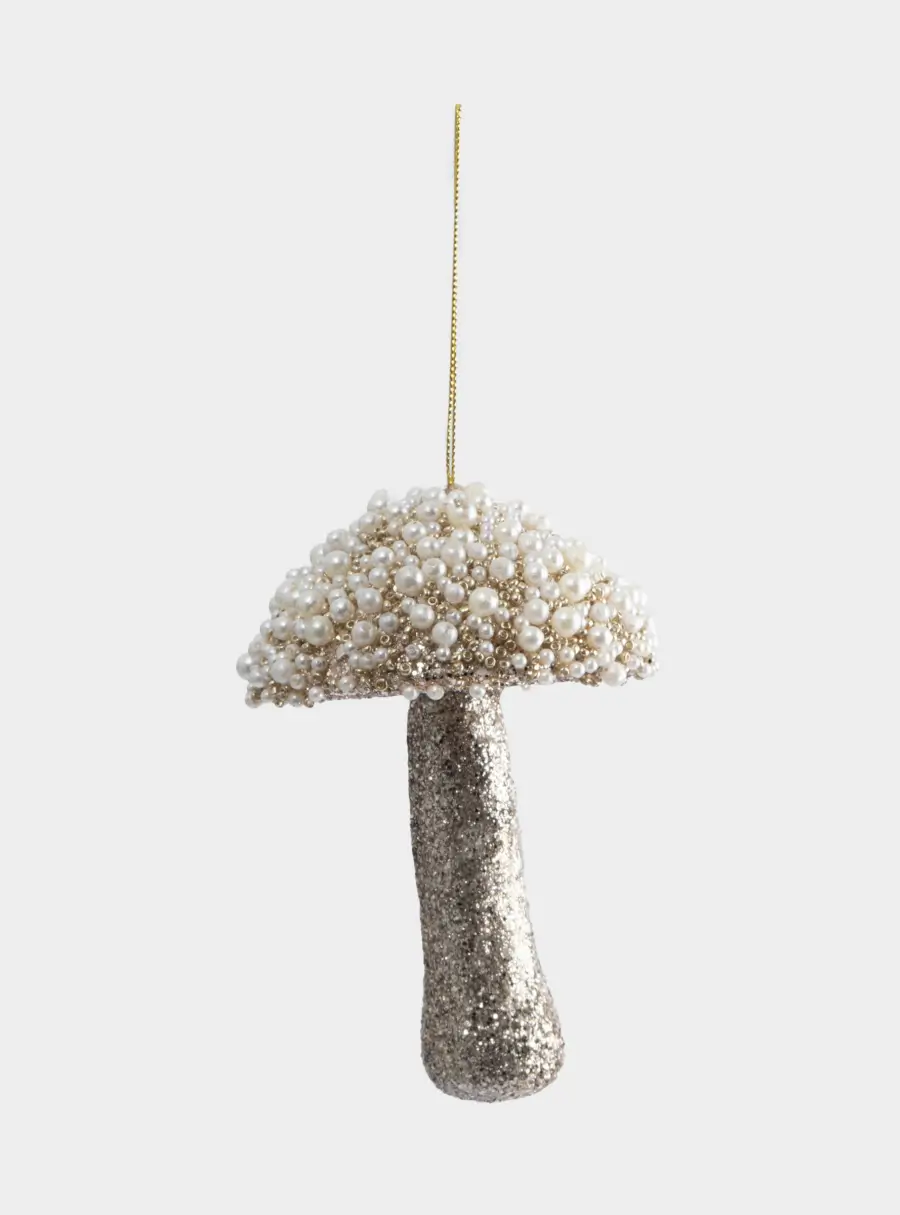 Игрушка елочная, 13 см, пластик, шампань, Гриб, New year, image-1