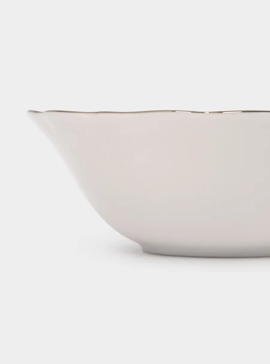 Салатник, 14х5 см, 360 мл, фарфор F, белый, с серебристым кантом, Dynasty ,image-2