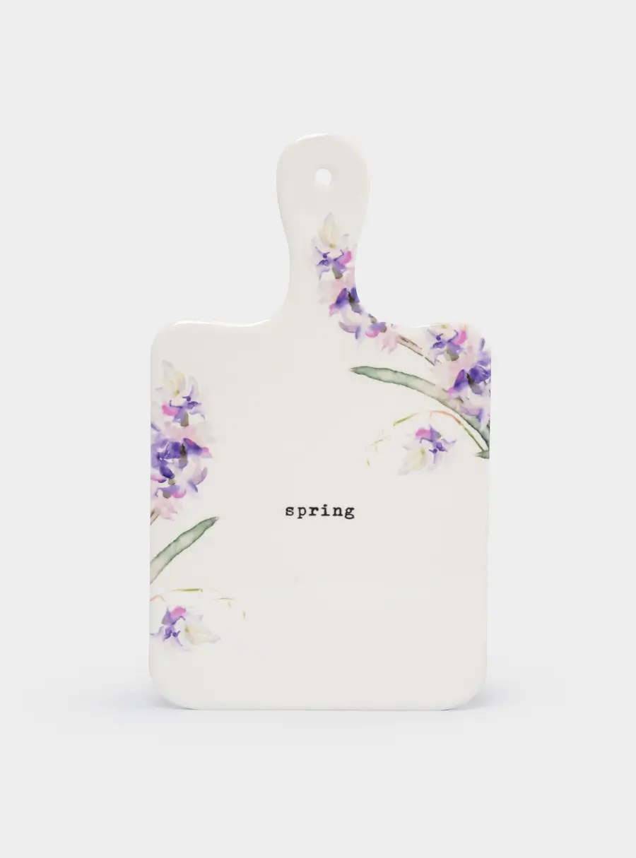 Подставка под горячее, 15x26 см, с ручкой, керамика/пробка, белая, Сирень, Meadow ,image-0