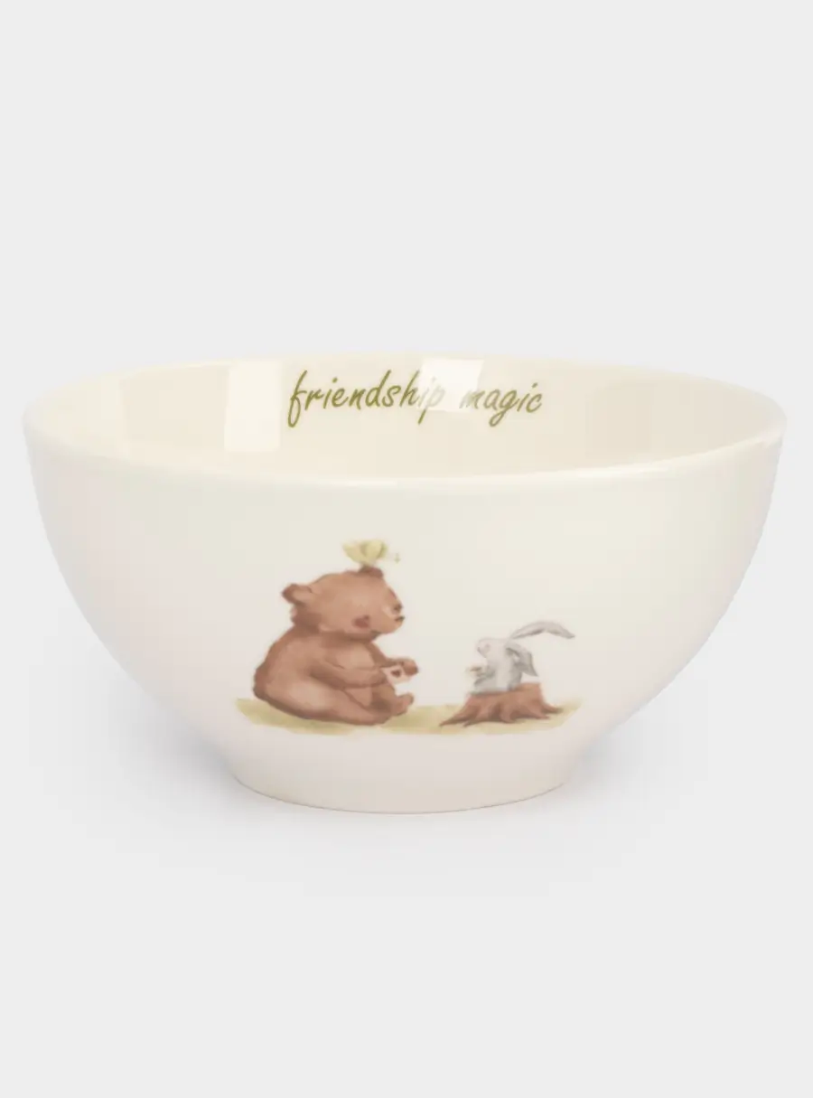 Набор посуды, детский, 1 перс, 3 пр, фарфор N, белый, Мишка и зайчик, Friendship, image-5
