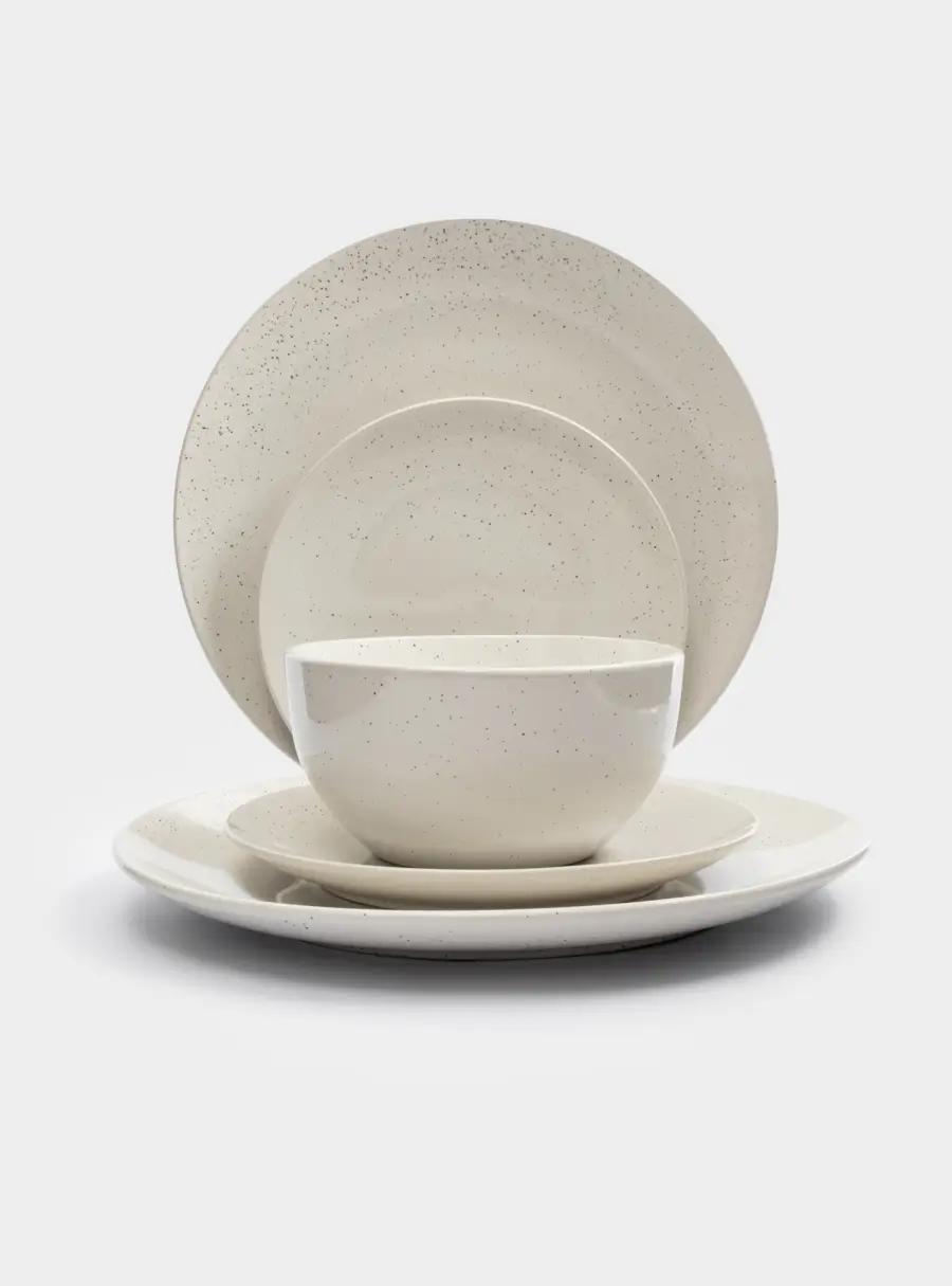 Сервиз обеденный, 6 перс, 18 пр, керамика, молочный, в крапинку, Viveiro, image-7