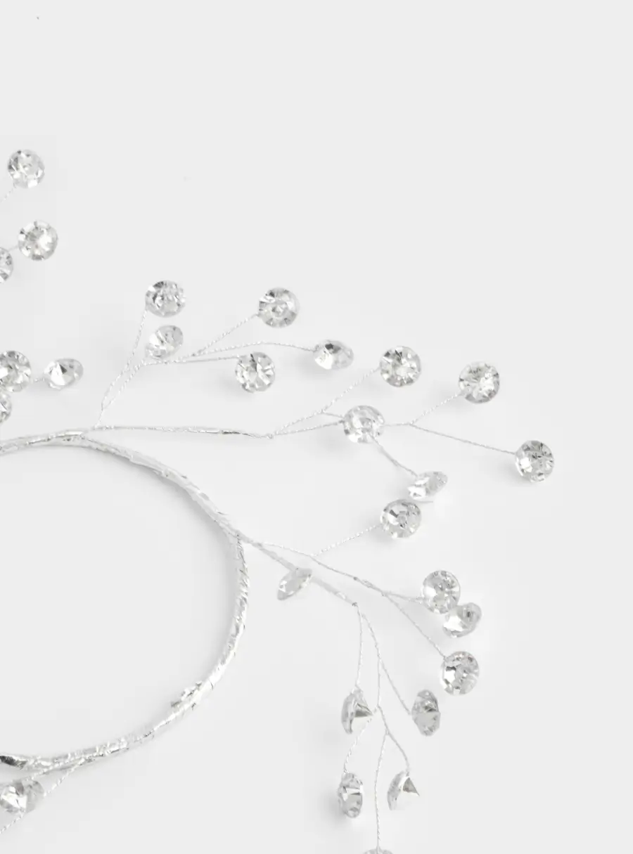 Венок декоративный, 10х20 см, для чайной свечи, акрил/металл, серебристый, Кристаллы, Event ,image-2