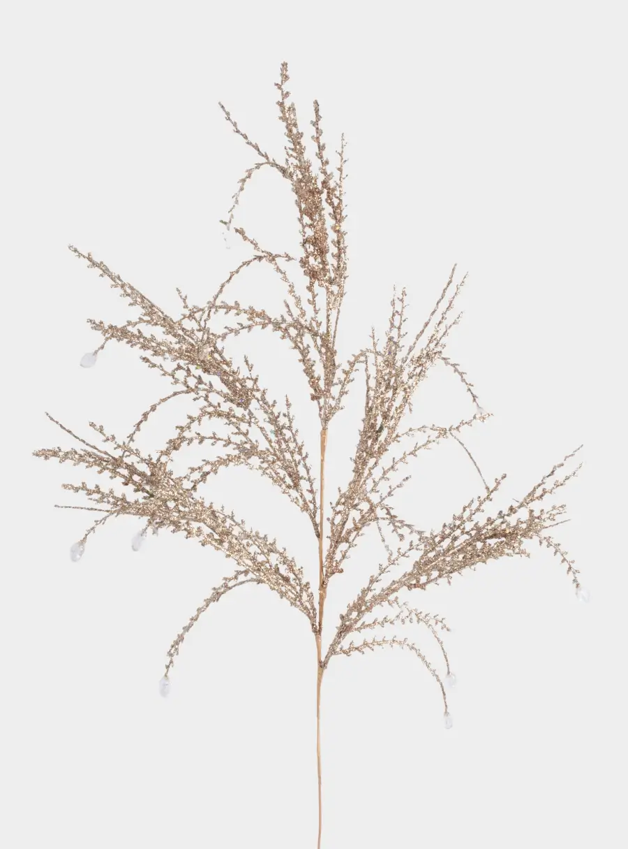 Ветка декоративная, 75 см, пластик/металл, золотистая, Ветка с кристаллами, Interior gold, image-4