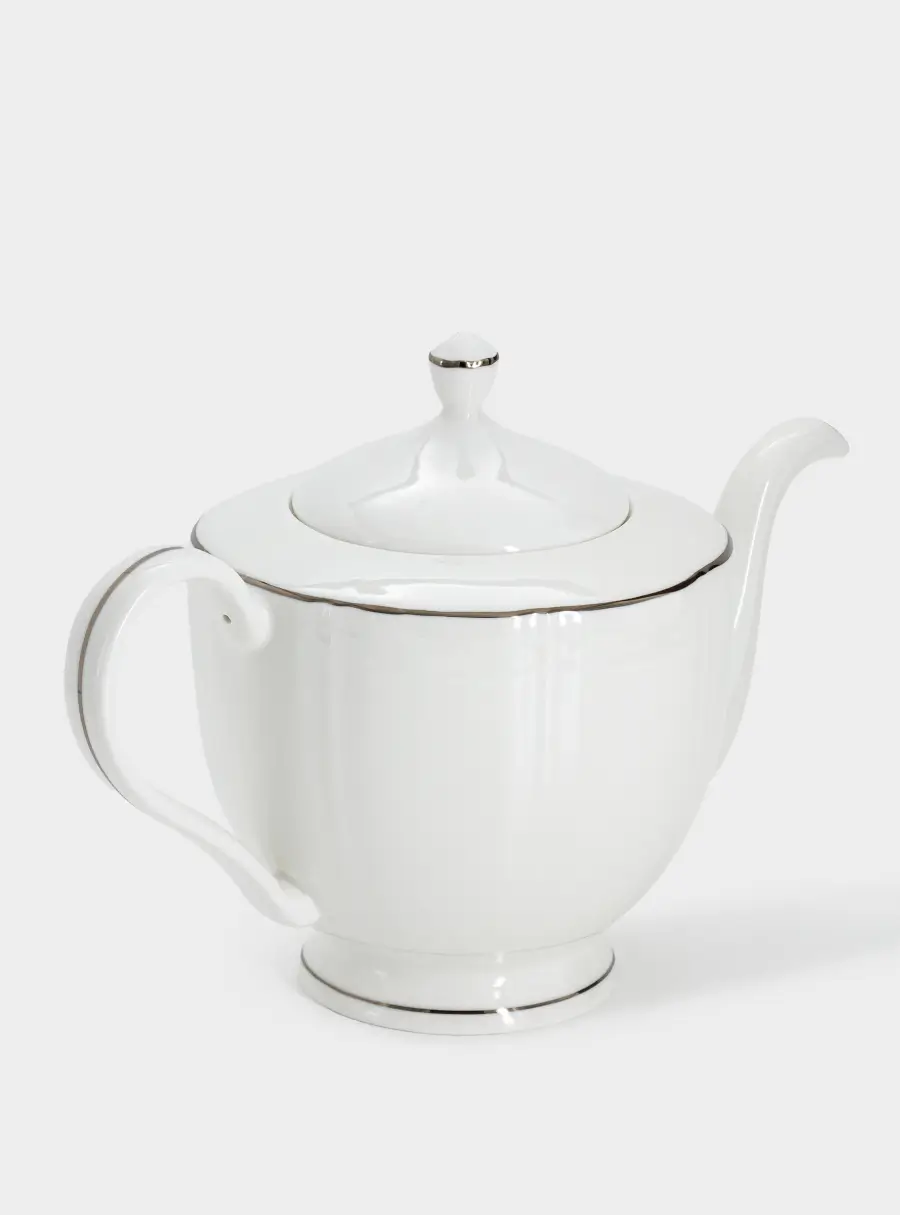 Чайник заварочный, 1,1 л, фарфор F, белый, с серебристым кантом, Lotus silver ,image-3