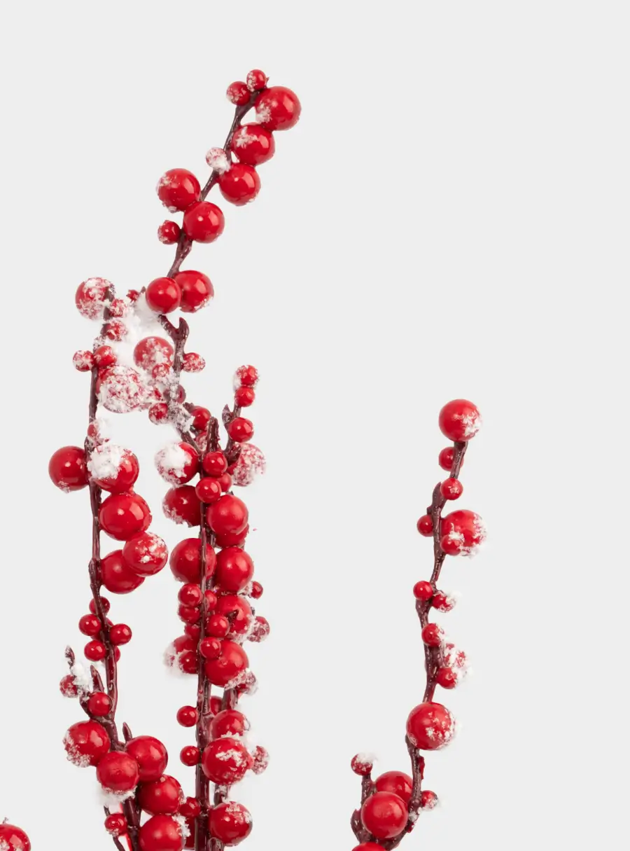 Ветка декоративная, 60 см, пластик/пенопласт, Красные заснеженные ягоды, Interior bright ,image-2