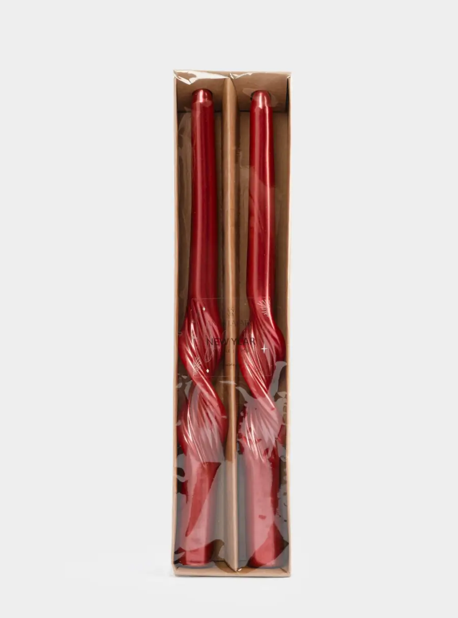 Свеча, 25 см, 2 шт, красная, Витая, New year, image-4