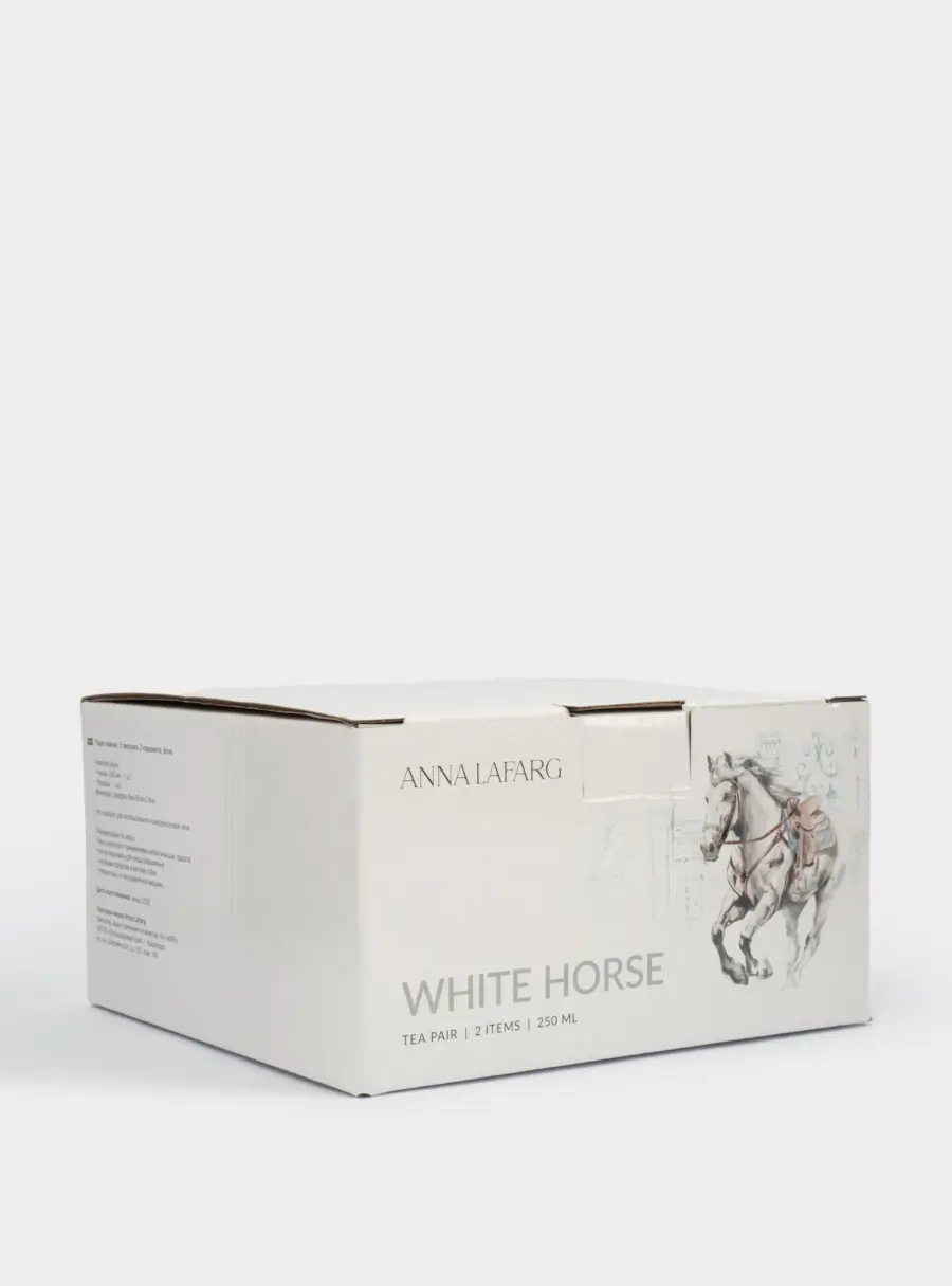 Пара чайная, 1 перс, 2 пр, 250 мл, фарфор N, белая, с серебристым кантом, Конь, White horse, image-5